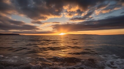 Serene Sunset Over Tranquil Ocean Waves