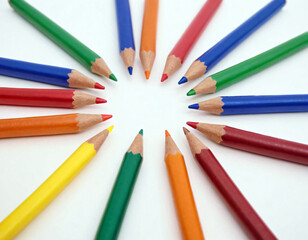 Fototapeta premium Bright multi -colored felt -tip pens on a white background.