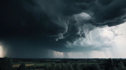Fototapeta premium Dramatic Storm Clouds Over Green Landscape
