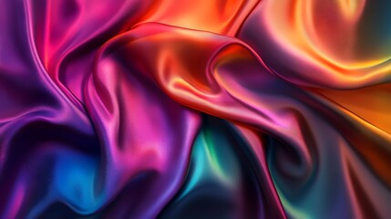 Obraz premium Flowing Metallic glass Waves in Neon Blue and Pink on Dark Background - Abstract Design Concept