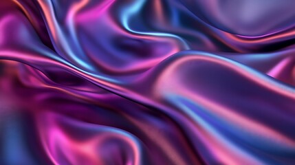 Fototapeta premium Flowing Metallic glass Waves in Neon Blue and Pink on Dark Background - Abstract Design Concept
