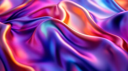 Obraz premium Flowing Metallic glass Waves in Neon Blue and Pink on Dark Background - Abstract Design Concept