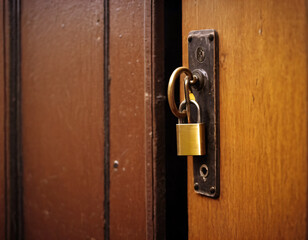 A large massive lock hangs on the door.