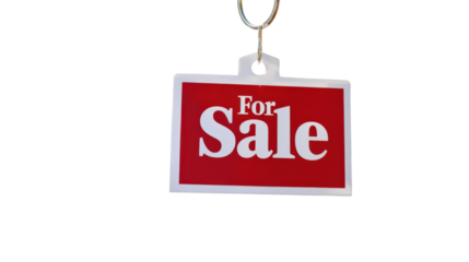 Red For Sale sign, white isolate background