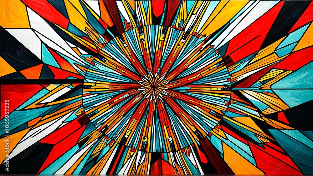 Poster vibrant abstract explosion of colorful geometric patterns and shapes
