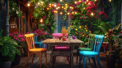 Obraz premium Colorful Garden Patio