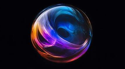 Flowing Metallic glass Waves in Neon Blue and Pink on Dark Background - Abstract Design Concept