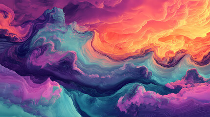 A fantasy pschedelic dreamlike landscape in vivid colors - generative ai. Dreamscape. Illustration