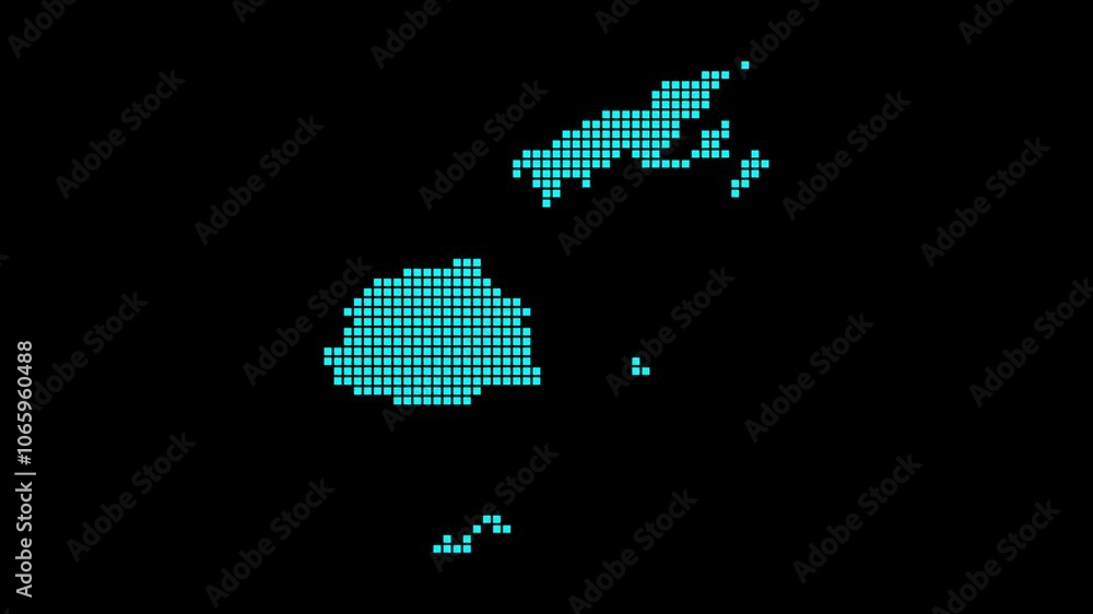 Poster fiji digital map. map of fiji in dotted style. shape of the country filled with rectangles. elegant 