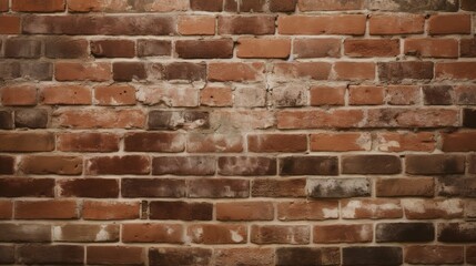 Fototapeta premium Rustic Brick Wall Texture: A rich tapestry of aged, red bricks, showcasing the beauty of time and texture. Perfect for adding a touch of vintage charm to your designs.