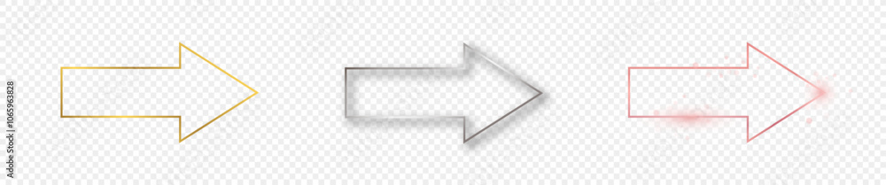 Poster set of three arrow shape frames