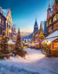Obraz premium Versatile backgrounds such as snowy landscapes, festive cityscapes, cozy interiors with fireplaces, and bustling Christmas markets
