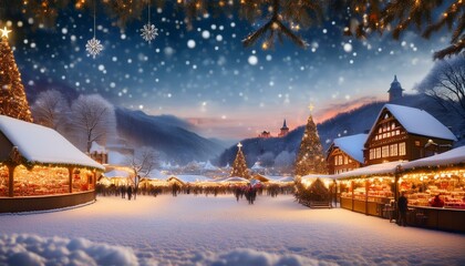 Fototapeta premium Versatile backgrounds such as snowy landscapes, festive cityscapes, cozy interiors with fireplaces, and bustling Christmas markets