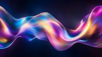 Obraz premium Flowing Metallic glass Waves in Neon Blue and Pink on Dark Background - Abstract Design Concept