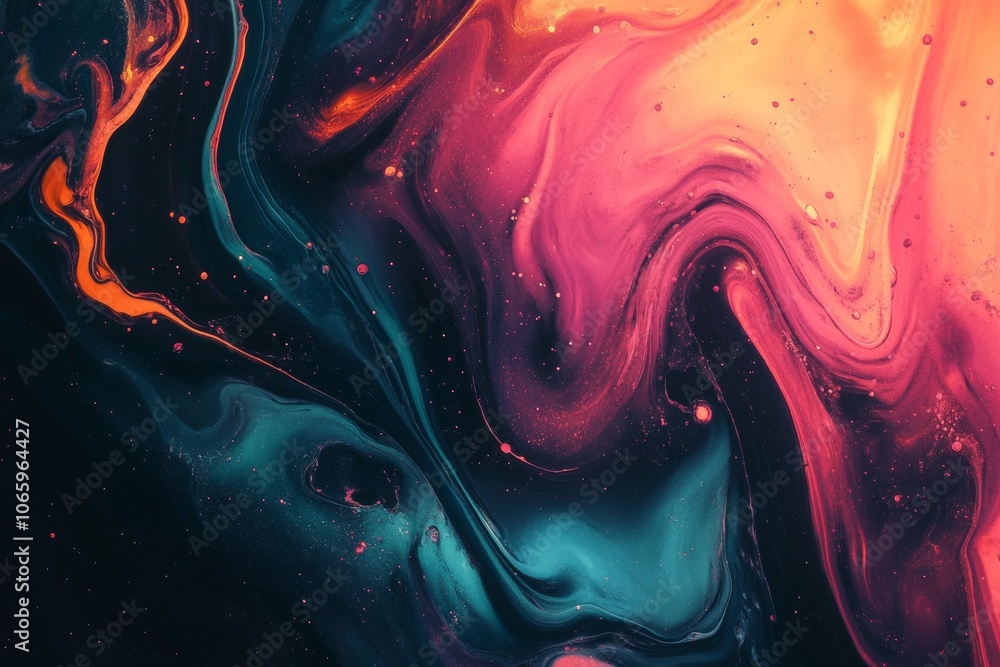 Poster stunning vibrant abstract fluid art showcasing dynamic swirling patterns in a colorful display