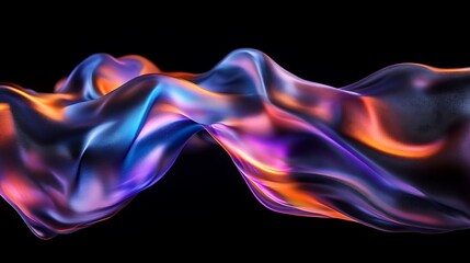 Obraz premium Flowing Metallic glass Waves in Neon Blue and Pink on Dark Background - Abstract Design Concept