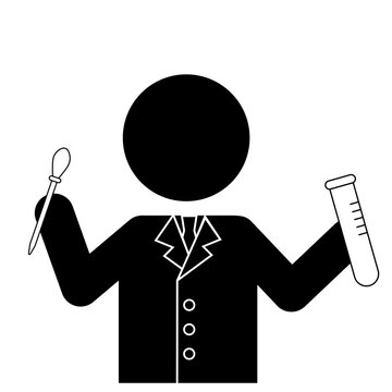 recommend clip art: 実験器具を持つ研究者のシルエットアイコンイラスト