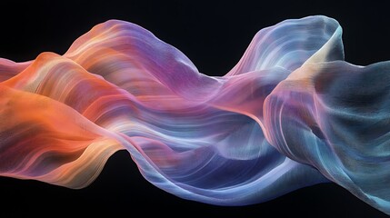Fototapeta premium Flowing Metallic glass Waves in Neon Blue and Pink on Dark Background - Abstract Design Concept