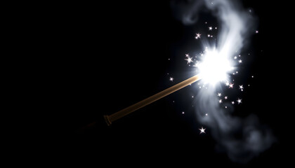 Naklejka premium high contrast image of a magic wand isolated with white highlights, png