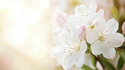 A close-up shot of delicate white blossoms with a soft, blurred background.