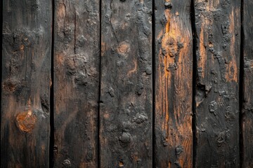 Obraz premium Rustic dark brown wooden background with rough texture on a natural wooden floor surface