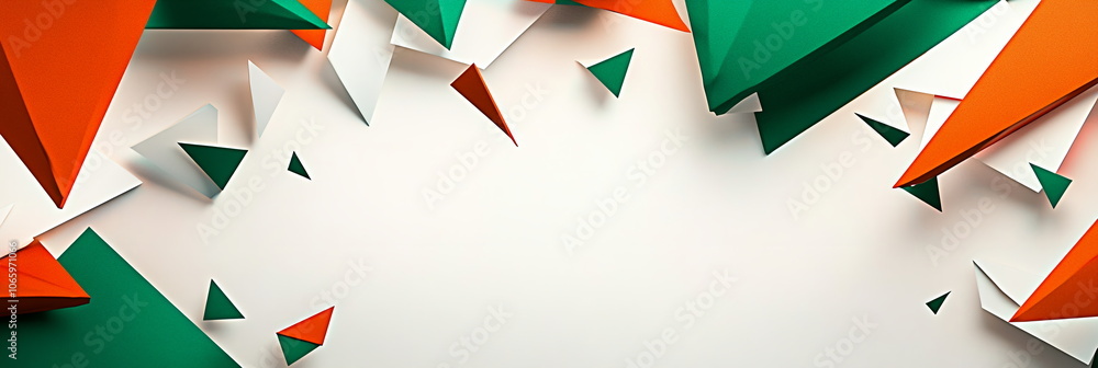 Aufkleber modern wide horizontal web banner india republic day scene with a series of layered triangles in the