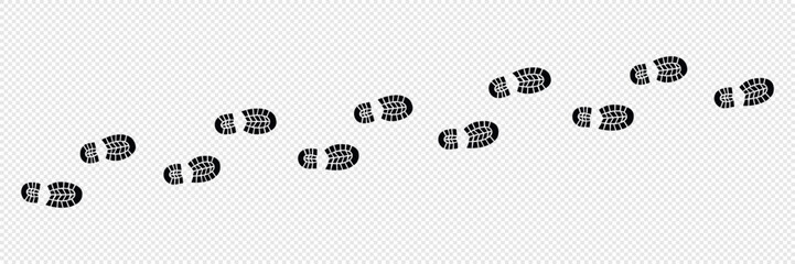 Vector Illustration Sign shoeprints .Track.  shoe vector trail . footprint . track   background . black transparent sign .