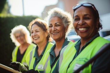 Fototapeta premium Portrait of a smiling middle aged female sanitation workers