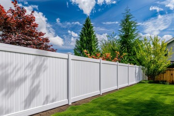 Vinyl fence installation that wraps around the exterior of backyard