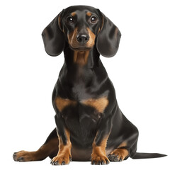 Obraz premium dachshund hound dog sitting isolated on white transparent png background