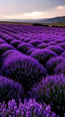 Obraz premium A close-up of lavender plants with a copy space.