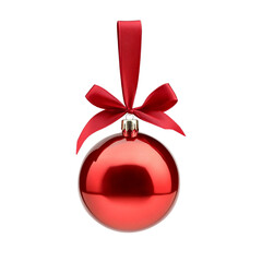 Red Christmas ball. isolated on transparent background..