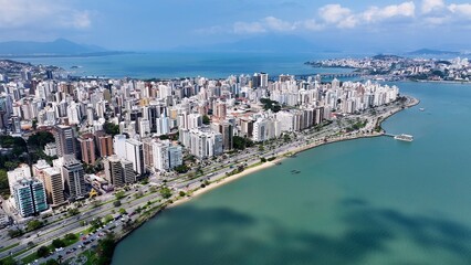 Florianopolis Skyline At Florianopolis In Santa Catarina Brazil. City Scene. Traffic Downtown. Cityscape Landscape. Florianopolis Skyline At Florianopolis In Santa Catarina Brazil. Landmark Buildings.