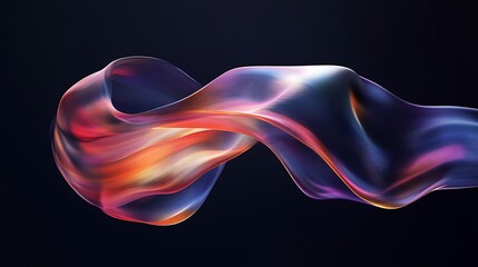 Flowing Metallic glass Waves in Neon Blue and Pink on Dark Background - Abstract Design Concept