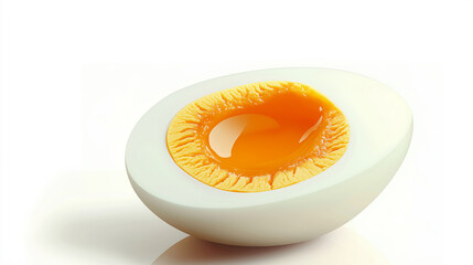 Close-up of half-boiled egg with runny yolk.