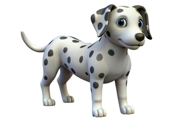 Fototapeta premium Charming 3D animated Dalmatian puppy standing, perfect for children’s educational content, animation series, and pet-themed digital projects