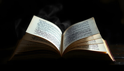 Reading a paper book. The magic of paper books isolated with white highlights, png