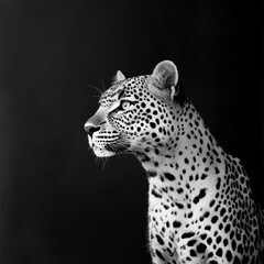 Obraz premium Powerful black and white portrait of a majestic leopard