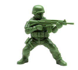 Green Army Soldier Toy Figurine on Transparent Background