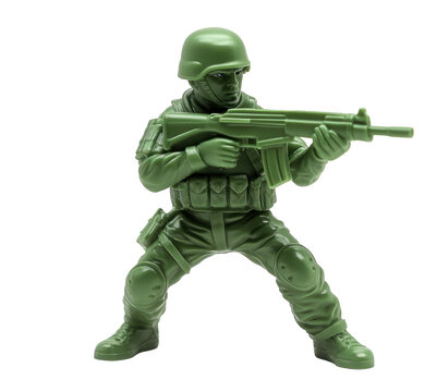 Green Army Soldier Toy Figurine on Transparent Background
