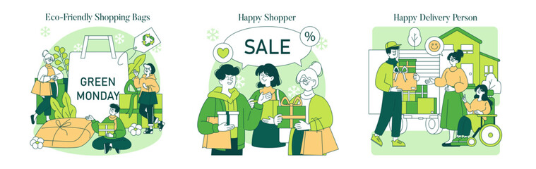 Green Monday. Flat Vector Illustration