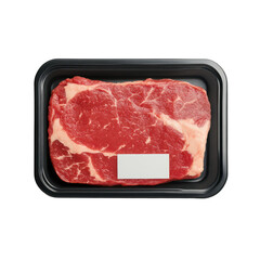 Fresh Raw Beef Steak in Black Tray