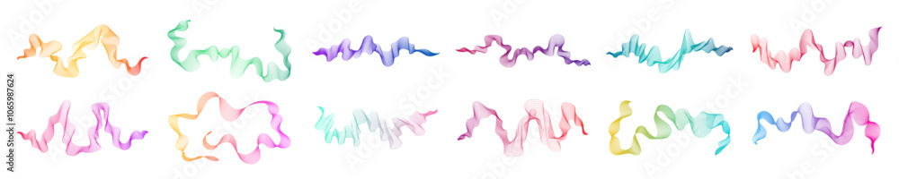 Poster set of abstract backdrops with multicolor waves