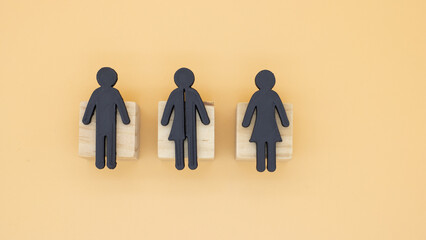 Symbol of people who identify themselves with different sexual preferences, which is used to identify a bathroom