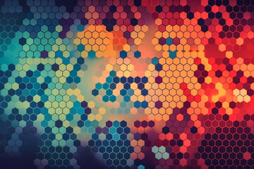 Vibrant Hexagonal Mosaic Background with Gradient Colors