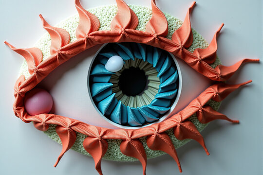Origami eye with a hypnotic spiral