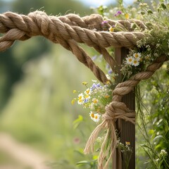 Beautiful background of strings and flowers