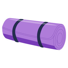 Rolled yoga mat for gym workout, pilates. Rubber floor matt roller for fitness, aerobics.