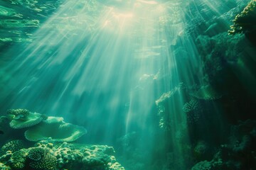 Fototapeta premium Vibrant fish and underwater creatures seen from the perspective of a diver