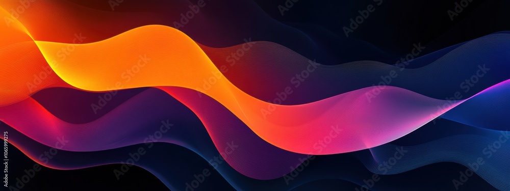 Poster abstract wavy background design, vibrant gradient colors, smooth flowing shapes, modern artistic exp